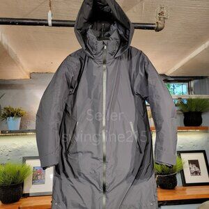 Uniqlo Down Puffer Thigh Length Winter Hooded Down Jacket Coat Women XS